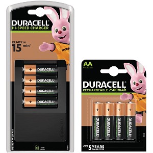 Duracell 15m Charger + 8 AA Batteries